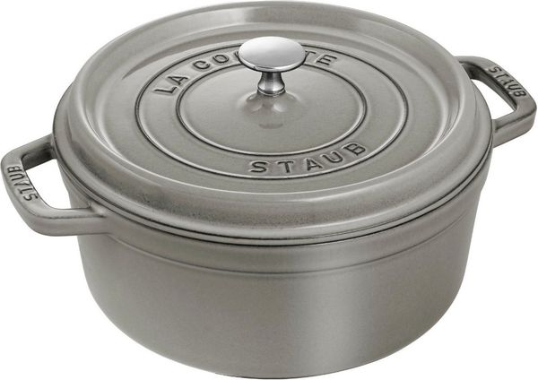 Staub La Cocotte 26cm rund Graphit-grau, Gusseisen Auflaufformen + Bräter