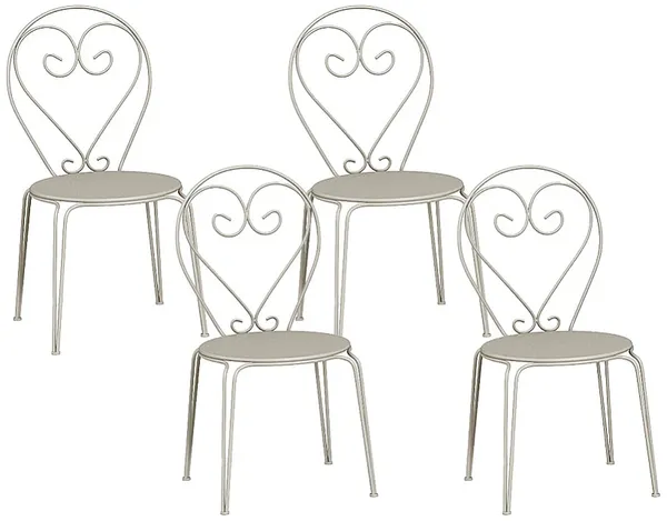 Vente-unique - GUERMANTES Garden dining set Metall Beige - B 47 cm x H 90 cm x L 43 cm