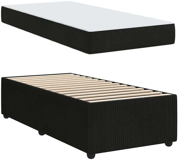 vidaXL Bettrahmen mit Matratze Schwarz 90 x 200 cm Stoff 3398349 Bild 4