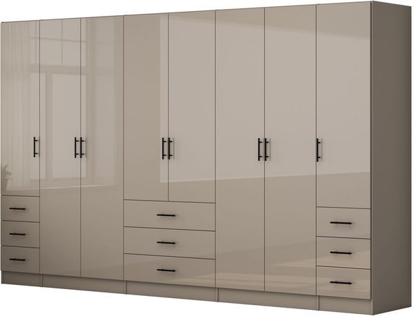 OTTO home Kleiderschrank Trento Schlafzimmerschrank Garderobe hochglanz Schrank mit 8 Türen und 9 Schubladen, hochglänzende Fronten