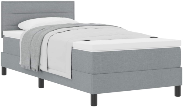 vidaXL Boxspringbett mit Matratze Hellgrau 90 x 200 cm Stoff 3338580