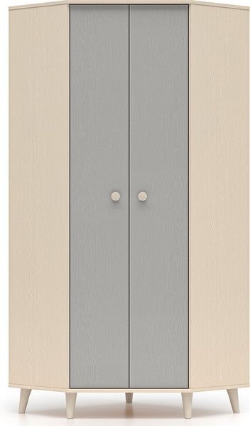 Lomadox Eckschrank MODICA-131 in sandbeige mit grau, fühlbare Struktur, Softlcose, 2-türig