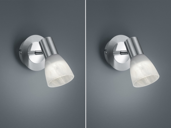 2er Set LED Wandstrahler Silber mit Glas Lampenschirm, Breite 10cm