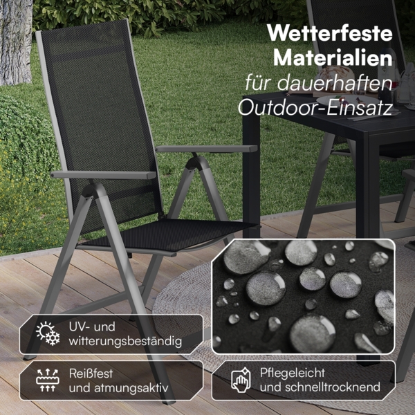 STEELSØN 'Alaris' Gartenstuhl Hochlehner, klassisch, Aluminium, silber, 6-fach verstellbar und klappbar, wetterfester Klappstuhl, 2er-Set Bild 5