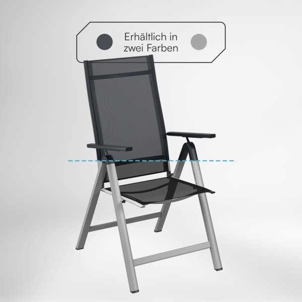 STEELSØN 'Alaris' Gartenstuhl Hochlehner, klassisch, Aluminium, silber, 6-fach verstellbar und klappbar, wetterfester Klappstuhl, 2er-Set Bild 9