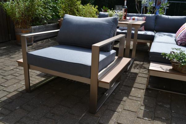 Dining Ecklounge Atlanta im Edelstahl/Teak Look - Polsterfarbe grau Bild 3
