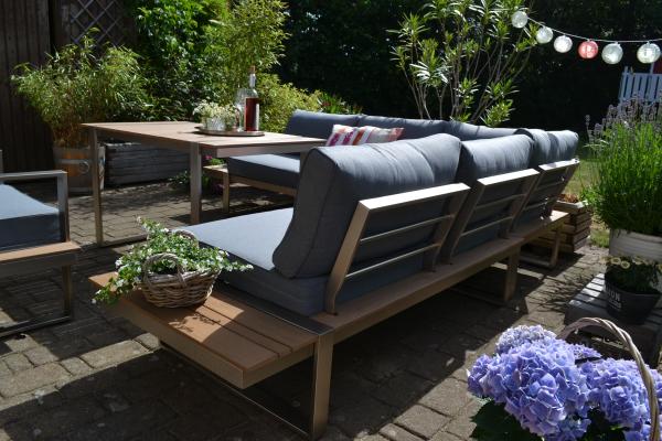 Dining Ecklounge Atlanta im Edelstahl/Teak Look - Polsterfarbe grau Bild 5