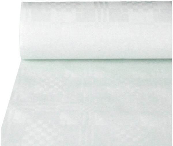 Papiertischtuch mit Damastprägung 25x1 m weiss