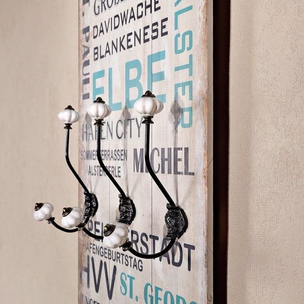 Melko Wandgarderobe Hakenleiste Garderobenpaneel Wandhaken Holz Weiß Blau 100cm Flur (Stück, 1 St, Garderobenwand), Unkomplizierte Befestigung an der Wand