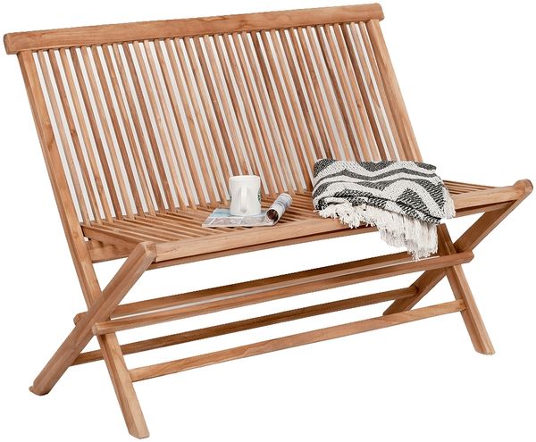 Teak Klappbank KURSI ca. 110cm Natural Gartenbank Holzbank Sitzbank Massivholz