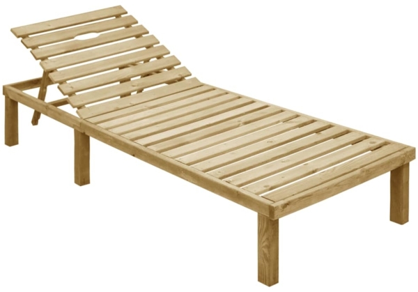 vidaXL Sonnenliege mit Grauer Karomuster-Auflage Kiefer Imprägniert 3065833