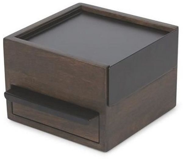 Umbra Mini Stowit Schmuckkasten, Schmuck Kasten, Schmuckfach, Aufbewahrung, Holz / Metall, Walnuß / Schwarz, 17 cm, 1005314-048