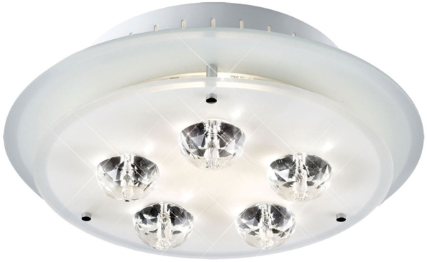 Deckenleuchte, Metall lackiert, Kristalle, weiß, D 33cm