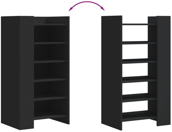 vidaXL Schuhschrank Schwarz 52x37,5x100 cm Holzwerkstoff 848445 Bild 7