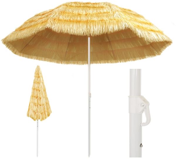 Strandschirm, Sonnenschirm, Gartenschirm Natur 300 cm Hawaii-Stil