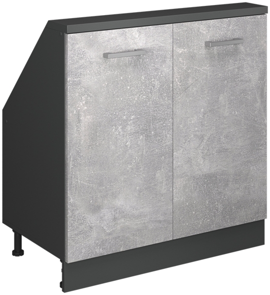 Küchenschrank für Dachschrägen R-Line Beton 80 cm mit 2 Türen Vicco