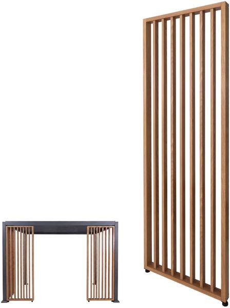 Seitenwand für Pergola HWC-P65, Seitenelement Seitenteil Modul Paneel, Aluminium 220x68cm Holzoptik