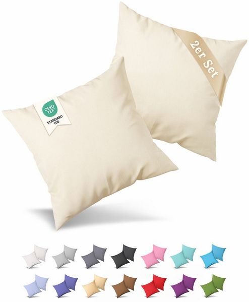Buymax Kissenbezüge Kissenbezug 100% Baumwolle Premium Jersey, (2 Stück), Kissenhüllen, Reißverschluss, atmungsaktiv, unifarben, einfarbig