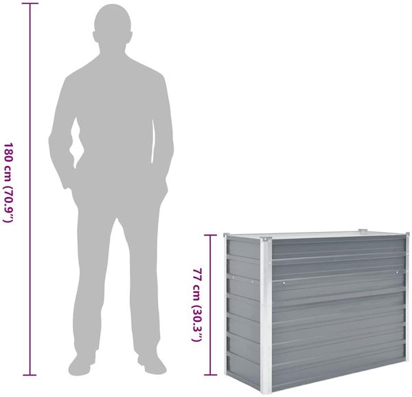 vidaXL Garten-Hochbeet Verzinkter Stahl 100x40x77 cm Grau 44852 Bild 8