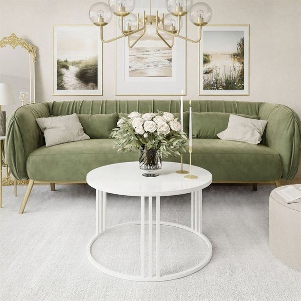 Lookway Couchtisch LORI GLASS, Runder Couchtisch mit Glasplatte (1x Couchtisch), Durchmesser: ⌀70 cm