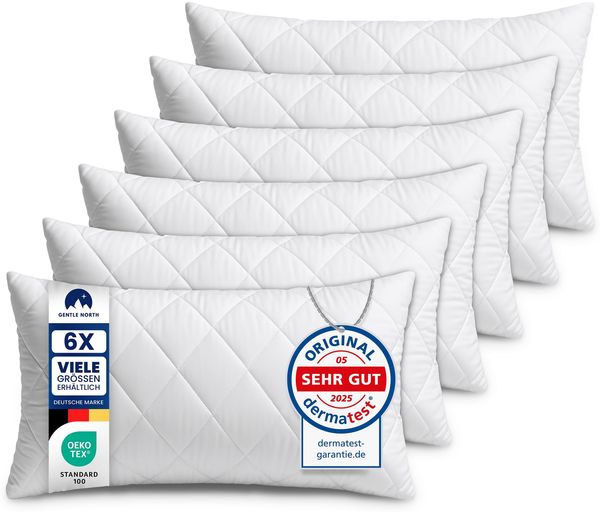 Gentle North Kopfkissen (40x70 cm groß) - 6er Set Kissen für Bett und als Dekokissen - Mit Reißverschluss für Füllung - Sofakissen - Zierkissen für Couch und Sofa - Ökotex - Waschbar bis 60° - Weiß