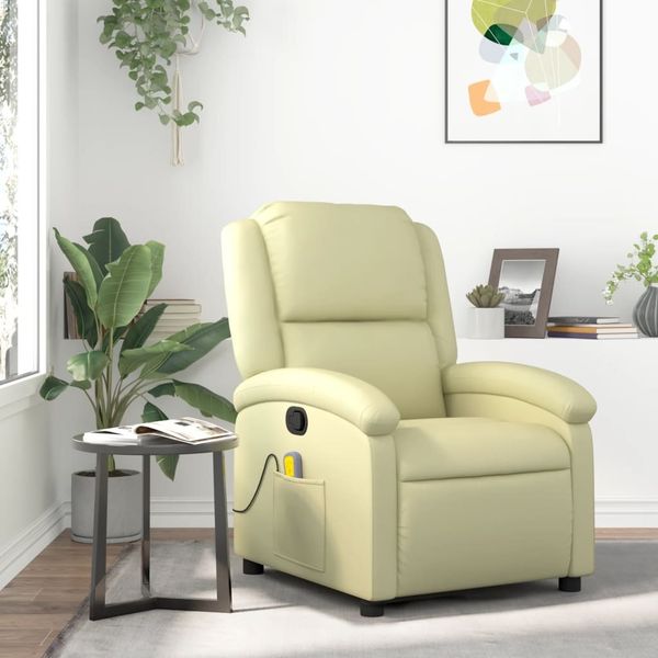 vidaXL Massagesessel Relaxsessel Echtleder Creme 3205926