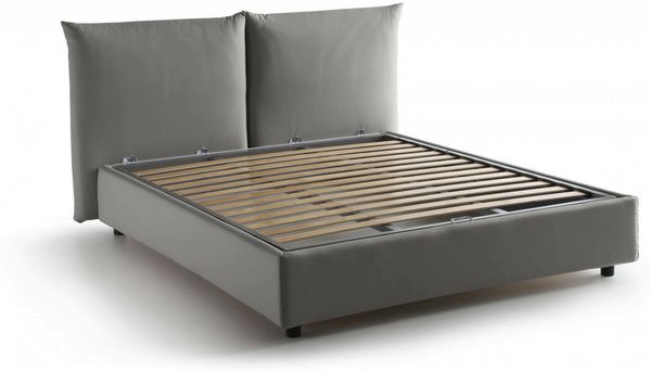 Dmora Arcole Doppelbett, Bettkasten mit Stoffbezug, 100 % Made in Italy, Öffnung vorne, inklusive Matratze 160 x 200 cm, Grau Bild 7