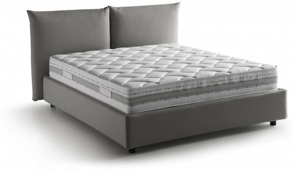 Dmora Arcole Doppelbett, Bettkasten mit Stoffbezug, 100 % Made in Italy, Öffnung vorne, inklusive Matratze 160 x 200 cm, Grau