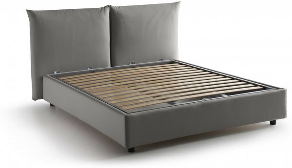 Dmora Arcole Doppelbett, Bettkasten mit Stoffbezug, 100 % Made in Italy, Öffnung vorne, inklusive Matratze 160 x 200 cm, Grau Bild 6