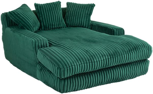 LVHOM Lazy Sofa Cordstoff mit Kissen, Bodensofa 125 × 155 × 63 cm, Schlafsofa Couch mit Memory-Schaum, Chaiselounge Sessel, Grün