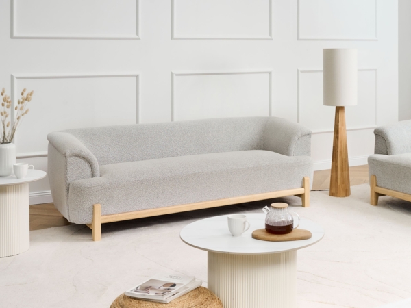Beliani 'ALNOR' 3-Sitzer Sofa, Stoff Hellgrau