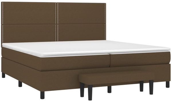 vidaXL Boxspringbett mit Matratze Stoff Dunkelbraun 200x200 cm, Härtegrad: H2 [3136544] Bild 3