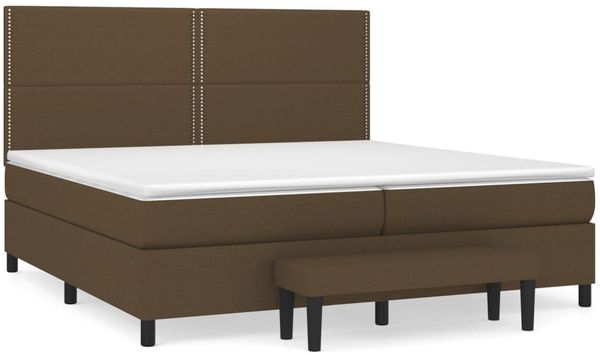 vidaXL Boxspringbett mit Matratze Stoff Dunkelbraun 200x200 cm, Härtegrad: H2 [3136544] Bild 2