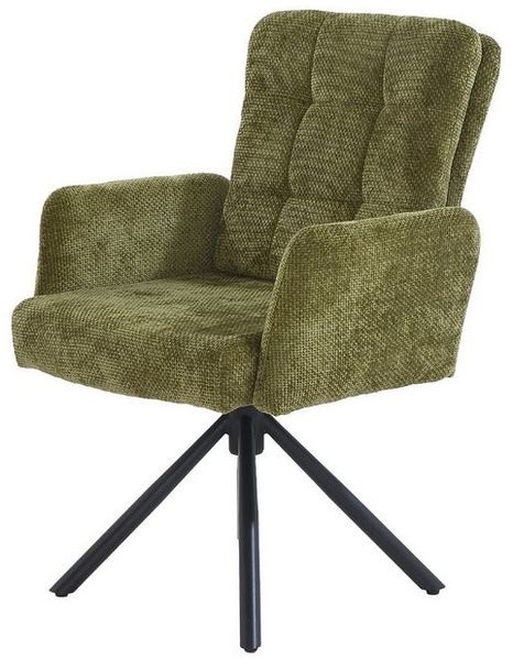 Massivart® Polsterstuhl drehbar, Esszimmerstuhl mit Wippfunktion & Taschenfederkern, »Hedia«, Armlehnen · Chenille-Optik · Metallgestell schwarz