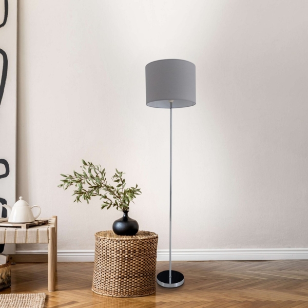 Stehlampe Wohnzimmer Textil Schirm Stehleuchte Schlafzimmer Stoff Grau 2051216 Bild 4