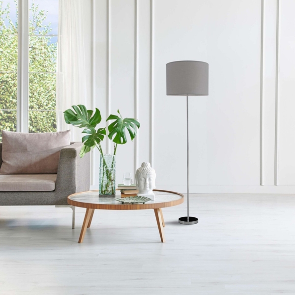 Stehlampe Wohnzimmer Textil Schirm Stehleuchte Schlafzimmer Stoff Grau 2051216 Bild 3