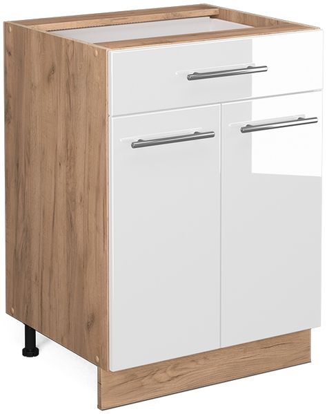 Küchenunterschrank Fame-Line Weiß Hochglanz 60 cm mit Schublade, ohne Arbeitsplatte Vicco