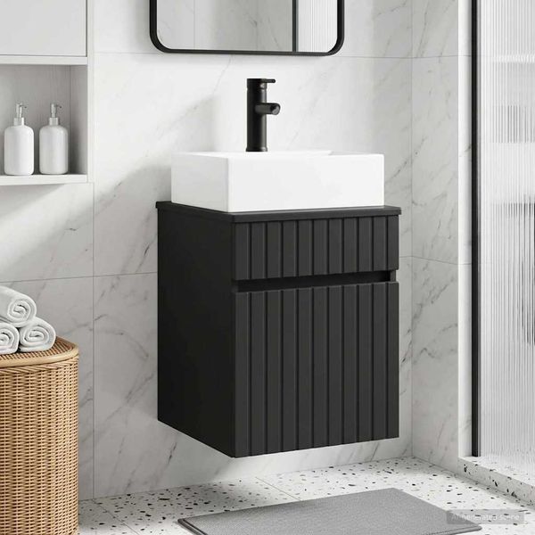 vidaXL Wandmontierter Waschbecken Vanity Schwarz 39 x 41 x 62,5 cm 890573