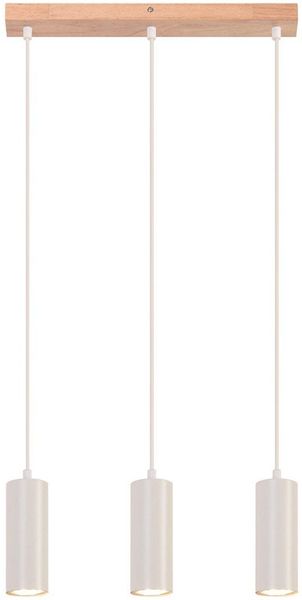 ZMH Pendelleuchte 3 Flammig Esszimmerlampe Holz - Weiß Hängelampe Esstisch Vintage GU10 Pendellampe Rustikal Küche Flurlampe Esszimmer Hängeleuchte für Wohnzimmer Schlafzimmer Restaurant Flur