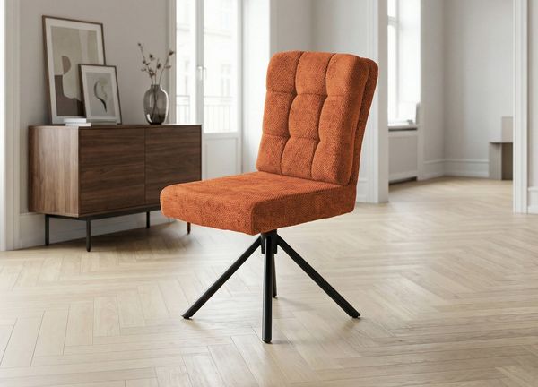 Massivart® Polsterstuhl drehbar, Esszimmerstuhl mit Wippfunktion und Taschenfederkern, »Hedia«, Chenille-Optik · Metallgestell schwarz · mit Nivellierung