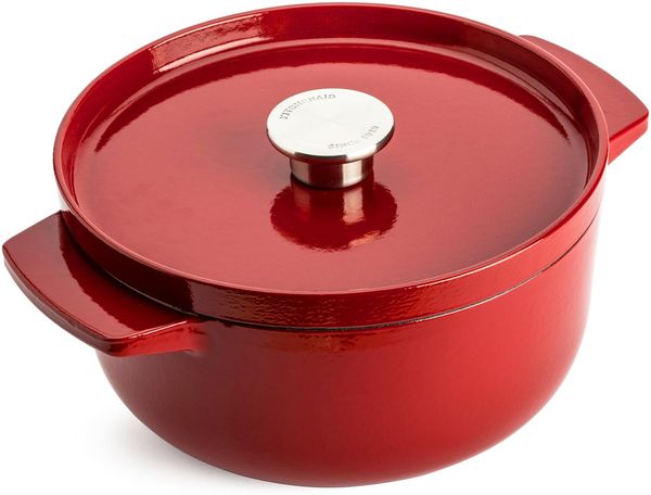 KitchenAid CC006057-001 Bräter mit Deckel - Rund - 3.3L 22cm Rot Rot