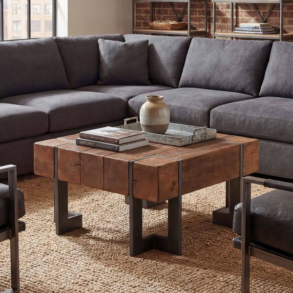 Couchtisch HWC-A15, Tanne Holz rustikal massiv ~ braun 70x70 cm