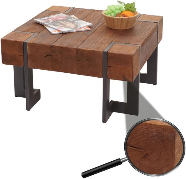 Couchtisch HWC-A15, Tanne Holz rustikal massiv ~ braun 70x70 cm
