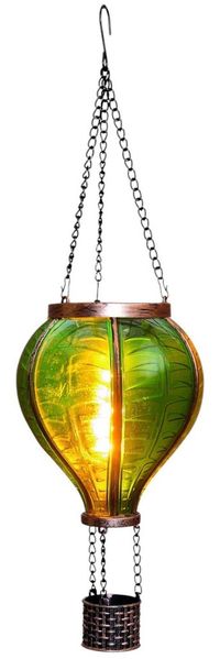 Coen Bakker LED Solarleuchte Hot Air Balloon, LED, amberfarben, Hängeleuchte Heißluftballon grün 12 LED 11x20 cm