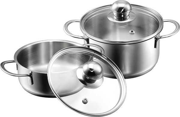 Kopf Topf-Set Parvus 2-teilig, Edelstahl (2-tlg), Kleine Töpfe, Kochtopfset, 14 + 14 cm, inkl. Deckel, Induktion