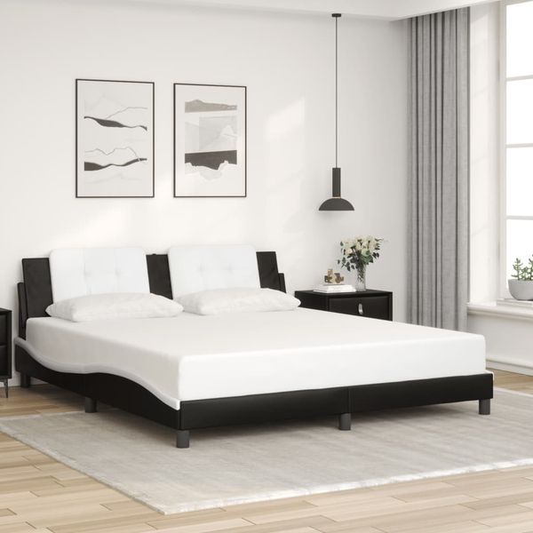 vidaXL Bettgestell ohne Matratze "Zadar" Schwarz und Weiß 180x200 cm Kunstleder 3208203