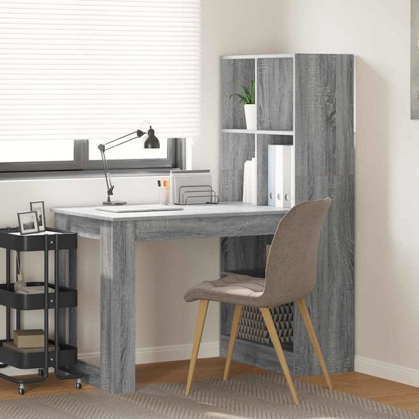 vidaXL Schreibtisch Graues Sonoma 122 x 67 x 145 cm Holzwerkstoff 3337262