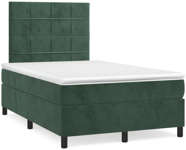 vidaXL Boxspringbett mit Matratze Dunkelgrün 120x200 cm Samt 3143016
