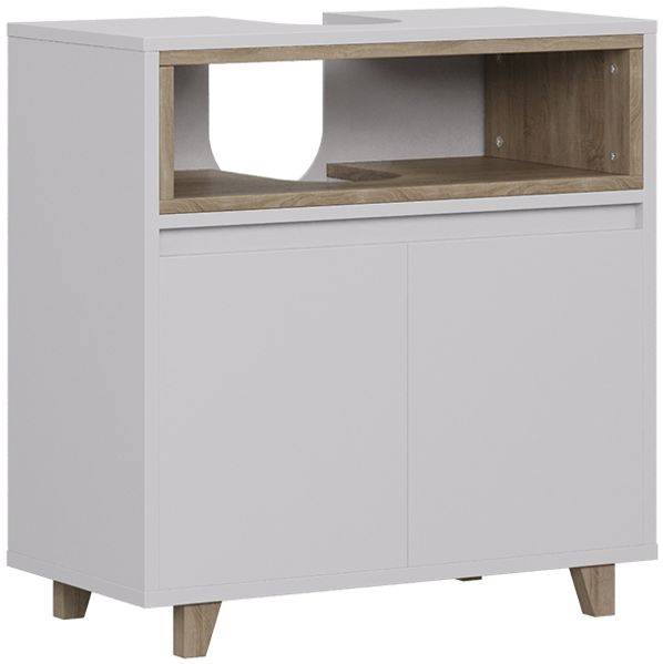 Waschbeckenunterschrank Elnor Weiß/Eiche 60 x 61 cm mit 2 Türen Vicco