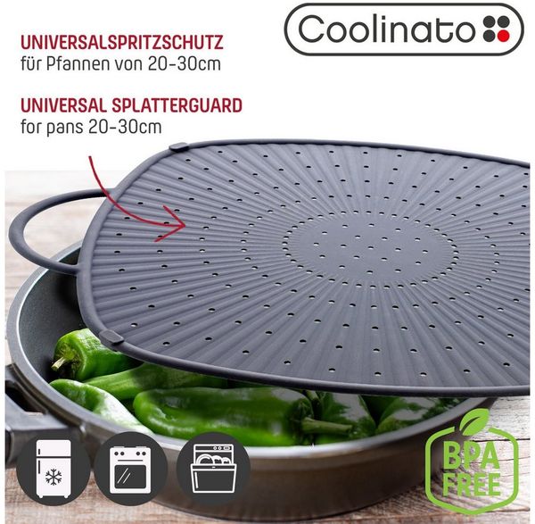Coolinato Spritzschutzdeckel Coolinato Silikon Universal Spritzschutz 3in1 GRAU, (1-tlg)